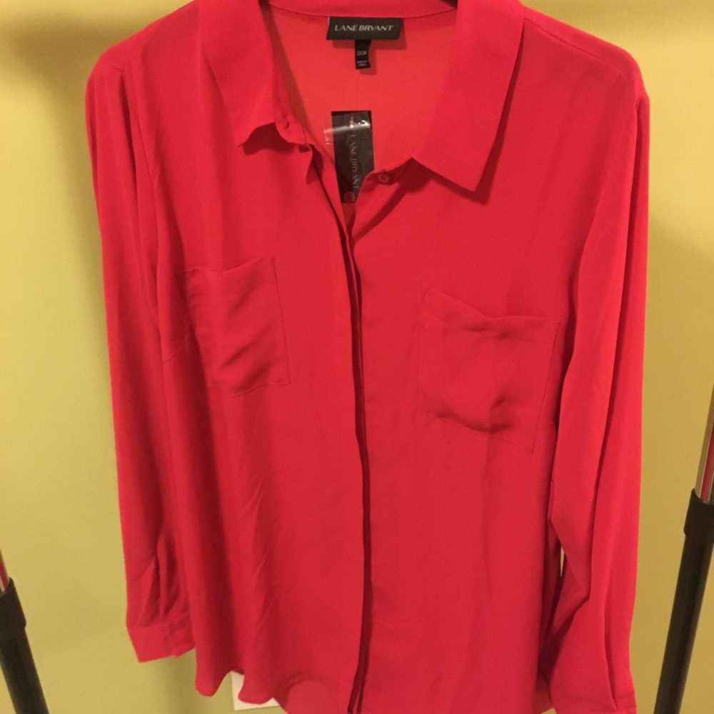 Red button down blouse
